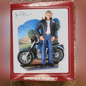 NIB Carlton Cards James Dean Motorcycle Ornament - Black, Blue